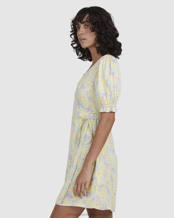 Women Lemon Lime Billabong Tempest Wrap Dress 80P82339