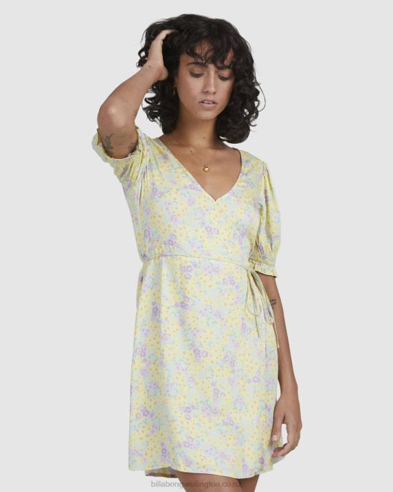 Women Lemon Lime Billabong Tempest Wrap Dress 80P82339