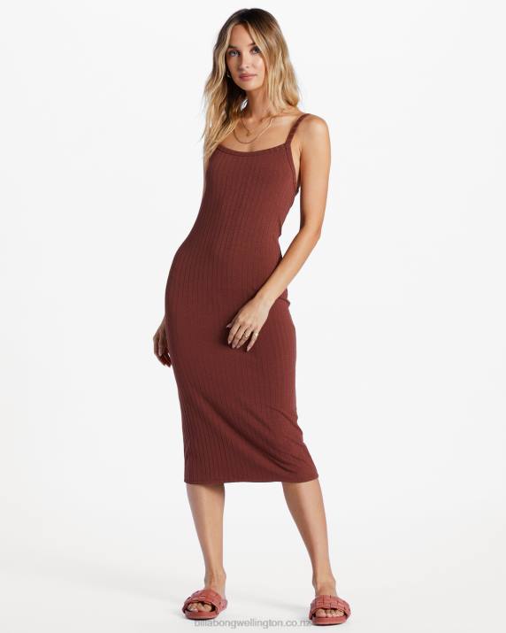 Women Mocha Billabong Summer Babe Midi Dress 80P82034