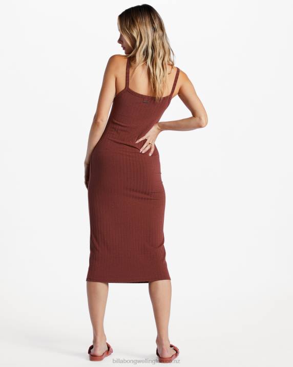 Women Mocha Billabong Summer Babe Midi Dress 80P82034