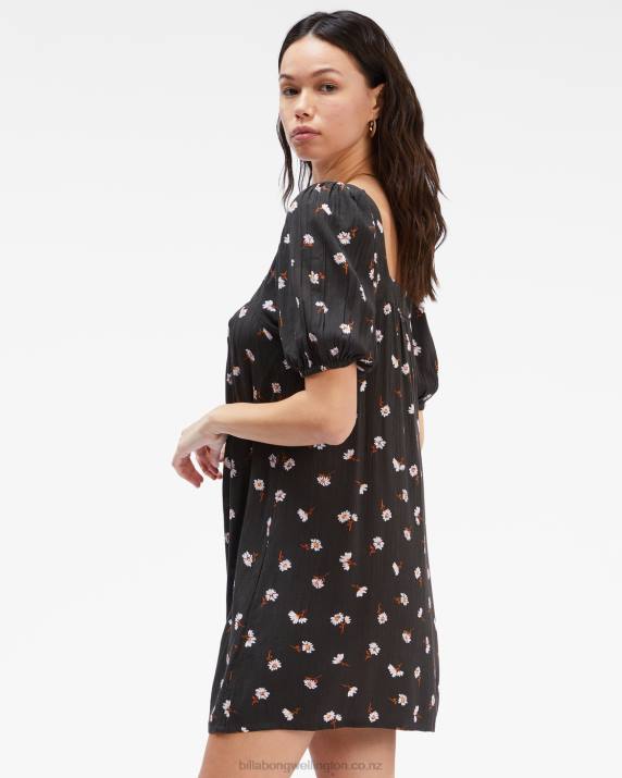 Women Off Black Billabong Bay Side Babydoll Dress 80P82356
