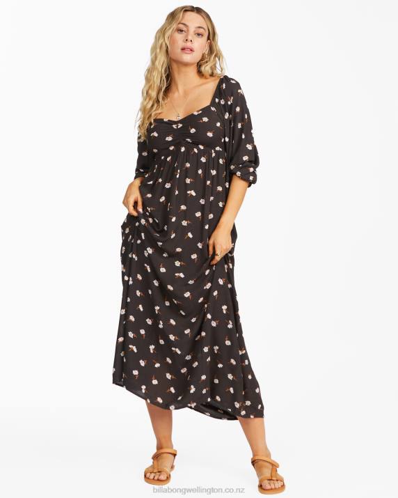 Women Off Black Billabong Swept Away Midi Dress 80P82359
