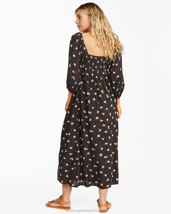 Women Off Black Billabong Swept Away Midi Dress 80P82359