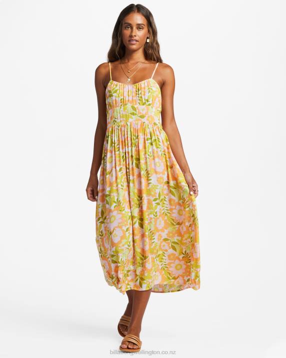 Women Orange Peel Billabong Your Babe Midi Dress 80P81801