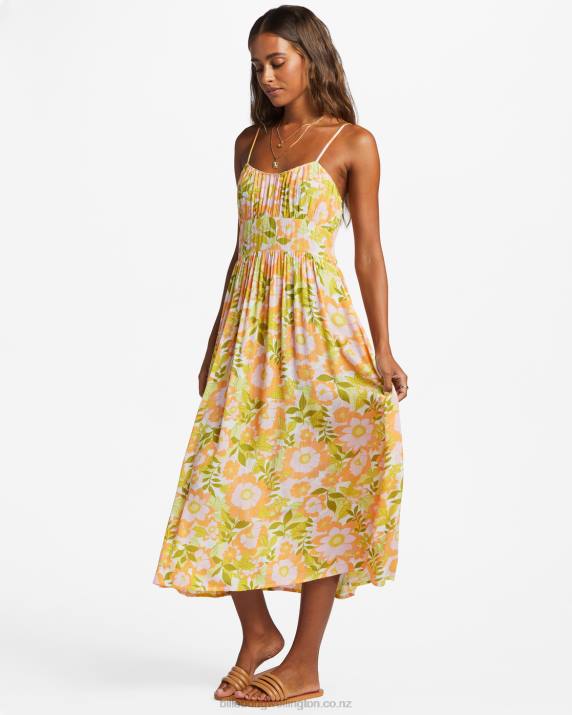 Women Orange Peel Billabong Your Babe Midi Dress 80P81801