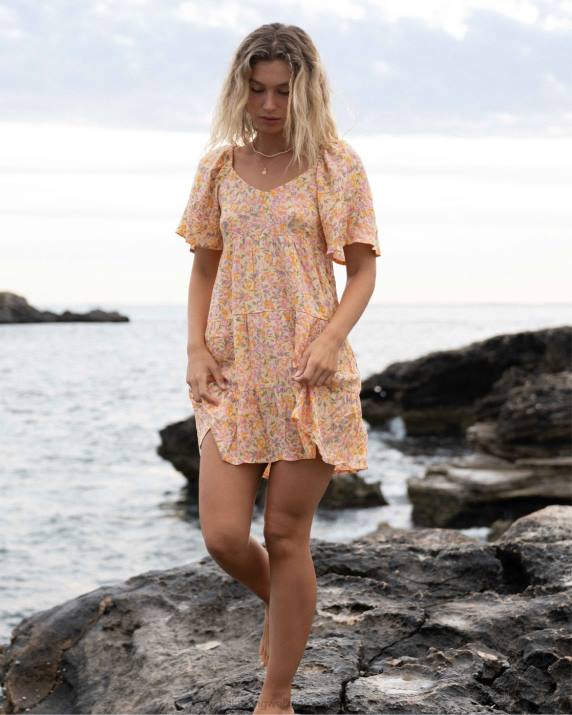 Women Peach Punch Billabong Take A Chance Babydoll Dress 80P81948