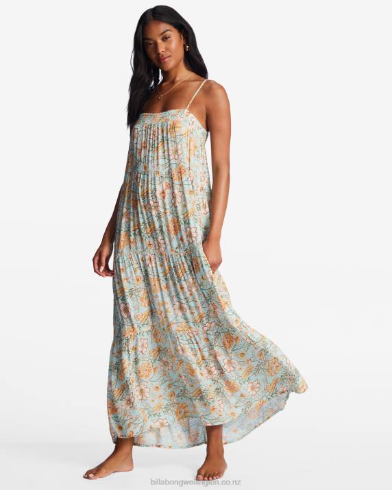 Women Pure Aqua Billabong Distant Shores Midi Dress 80P81983