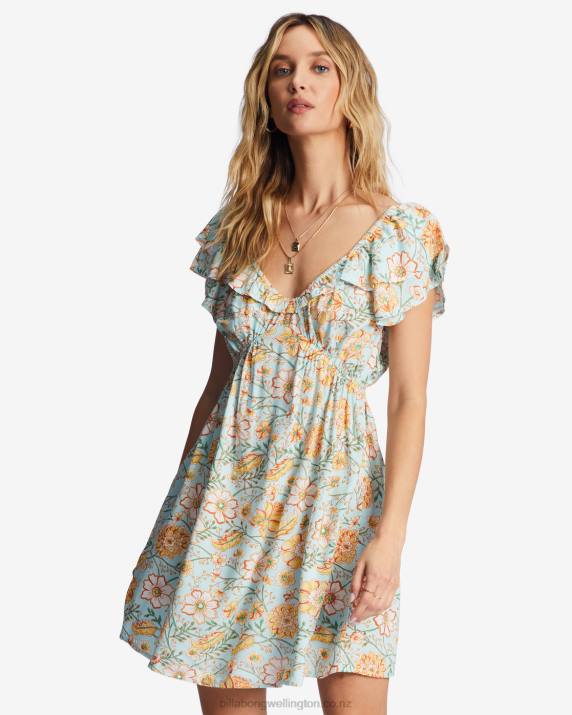 Women Pure Aqua Billabong Enchant Me Mini Dress 80P81938