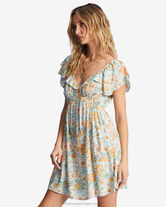 Women Pure Aqua Billabong Enchant Me Mini Dress 80P81938