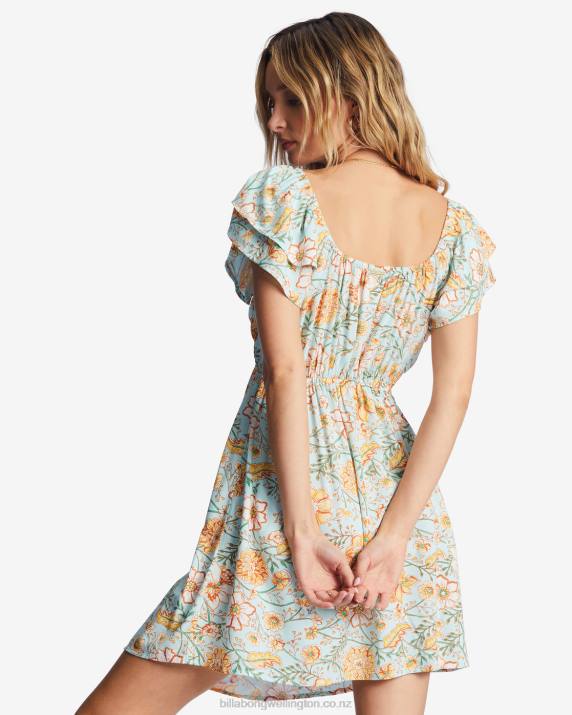 Women Pure Aqua Billabong Enchant Me Mini Dress 80P81938