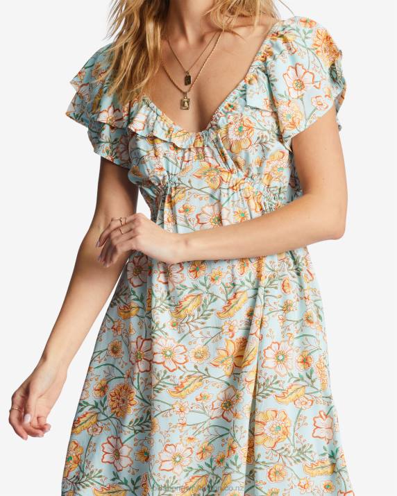 Women Pure Aqua Billabong Enchant Me Mini Dress 80P81938