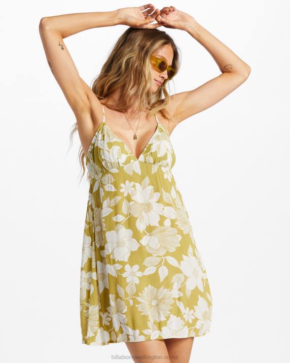 Women Seaweed Billabong Just Add Sun Mini Slip Dress 80P81817