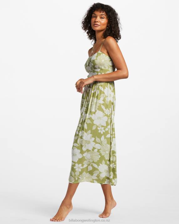 Women Seaweed Billabong Your Babe Midi Dress 80P81823