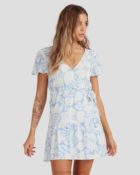 Women Sweet Blue Billabong Beyond Blue Wrap Dress 80P82290