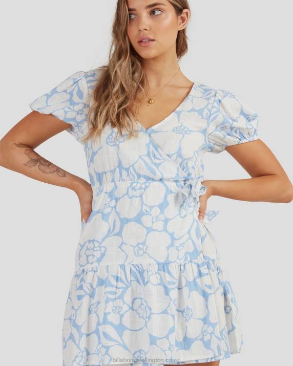 Women Sweet Blue Billabong Beyond Blue Wrap Dress 80P82290