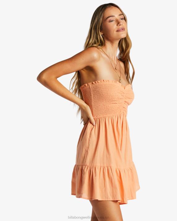 Women Tangy Tangerine Billabong Island Time Mini Dress 80P82071