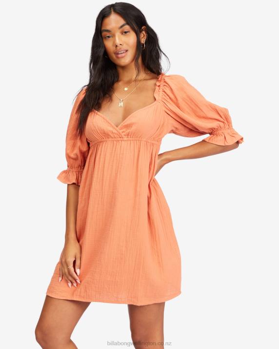 Women Terracotta Billabong Perfect Paradise Babydoll Dress 80P82255