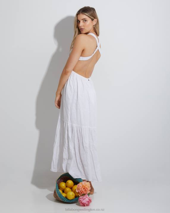 Women White Billabong Shore Thing Maxi Dress 80P81740