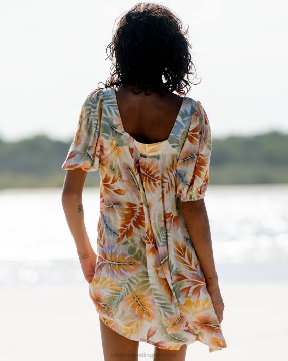 Women White/Multi Billabong Bay Side Babydoll Dress 80P82378