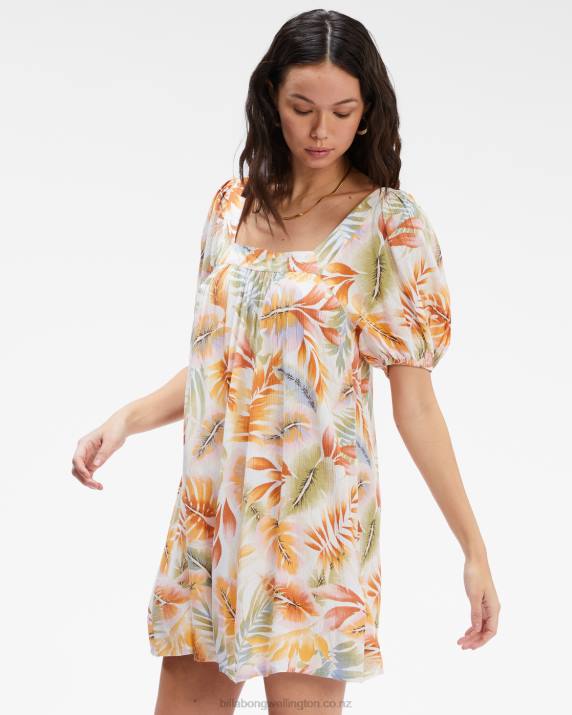 Women White/Multi Billabong Bay Side Babydoll Dress 80P82378