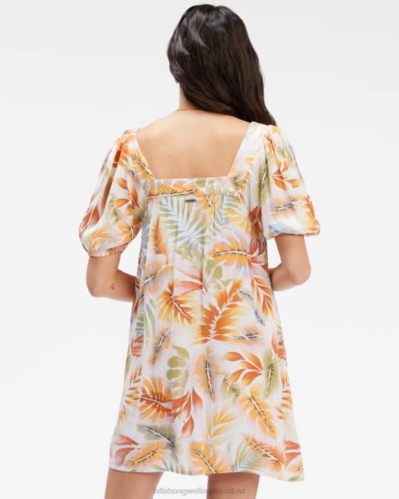 Women White/Multi Billabong Bay Side Babydoll Dress 80P82378