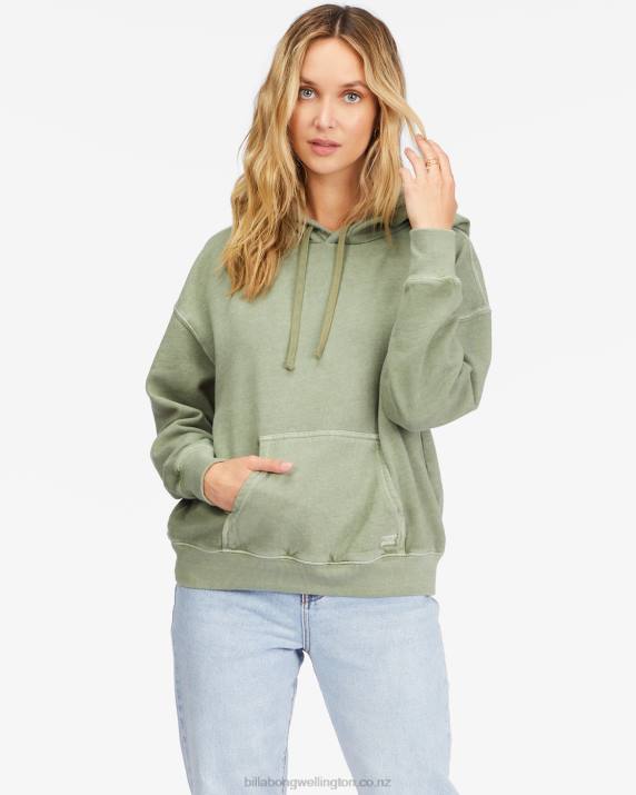 Women Army Billabong Perfect Weekend Heavyweight Pullover Hoodie 80P82273