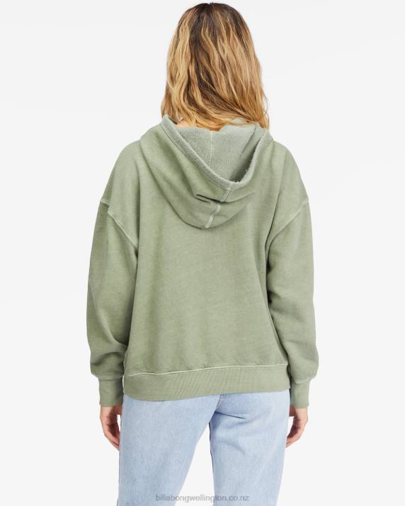 Women Army Billabong Perfect Weekend Heavyweight Pullover Hoodie 80P82273
