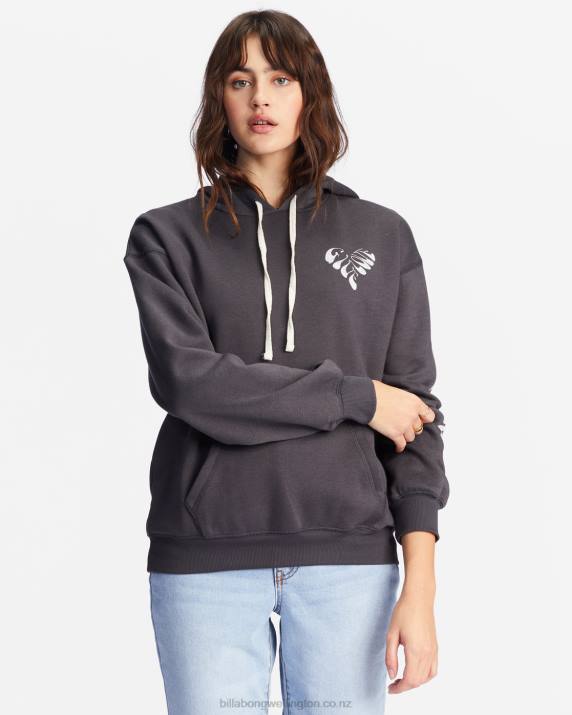 Women Off Black Billabong Give Love Graphic Hoodie 80P82223