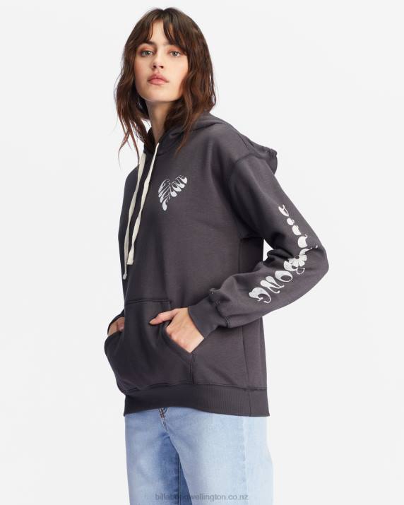 Women Off Black Billabong Give Love Graphic Hoodie 80P82223