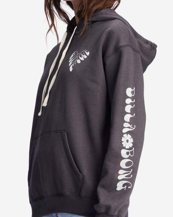 Women Off Black Billabong Give Love Graphic Hoodie 80P82223