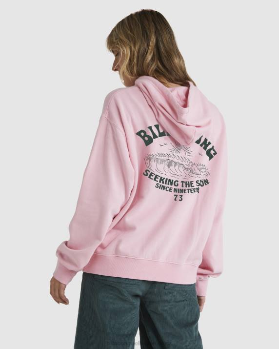 Women Soft Pink Billabong Good Waves Rio Hoodie 80P81882