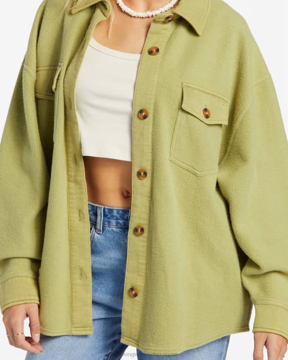 Women Avocado Billabong Anytime Shacket Oversized Button-Through Jacket 80P81963