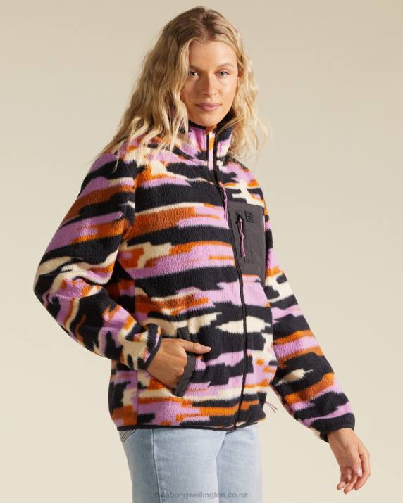Women Black Multi Billabong A/Div Switchback Full Zip 2 Zip-Up Jacket 80P82247