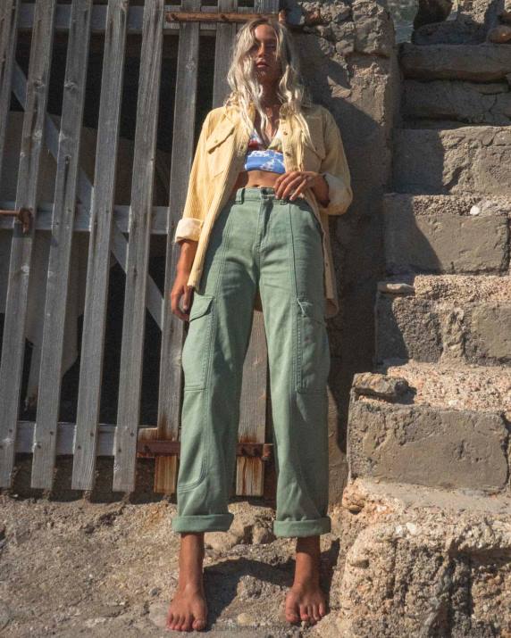 Women Army Billabong Wall To Wall Denim Cargo Pants 80P81878