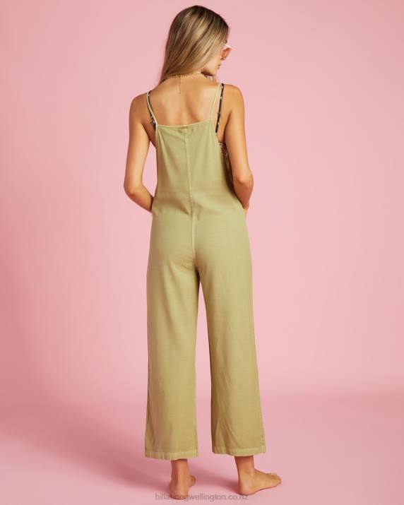 Women Avocado Billabong Beach Cruiser Wide-Leg Overalls 80P81904