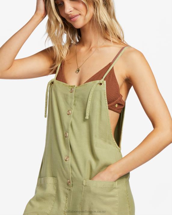 Women Avocado Billabong Beach Cruiser Wide-Leg Overalls 80P81904