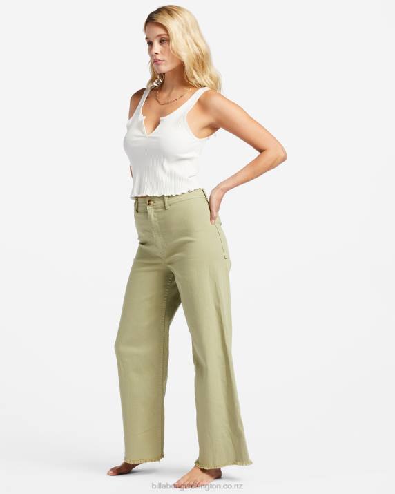 Women Avocado Billabong Free Fall High-Waist Pants 80P81943