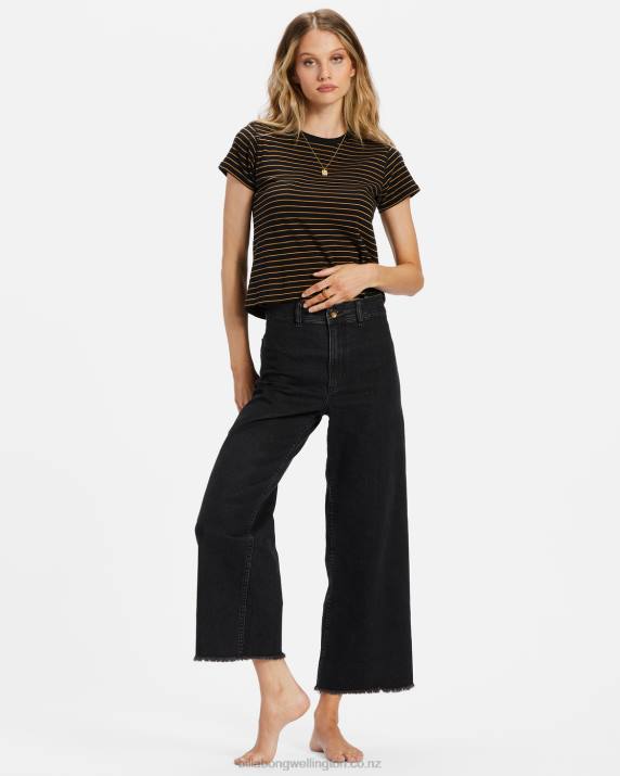 Women Black Billabong Free Fall Wide-Leg Pants 80P81929