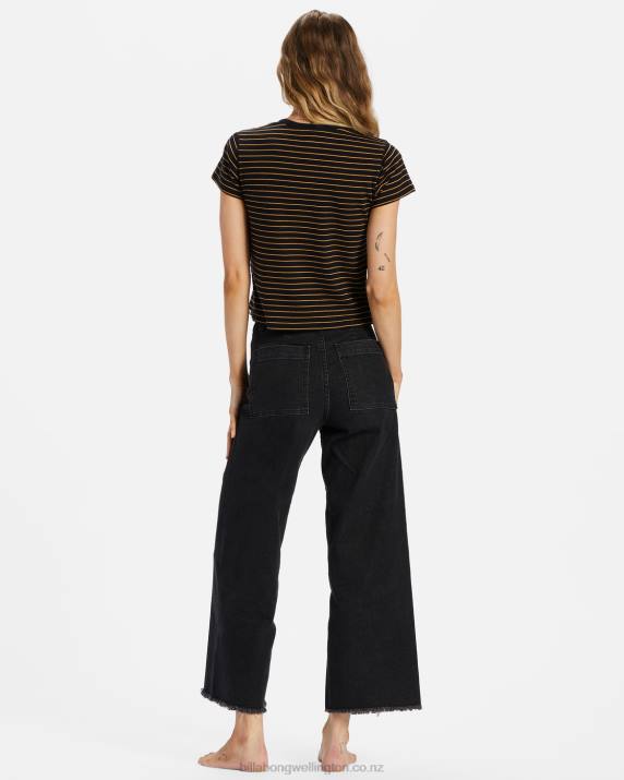 Women Black Billabong Free Fall Wide-Leg Pants 80P81929