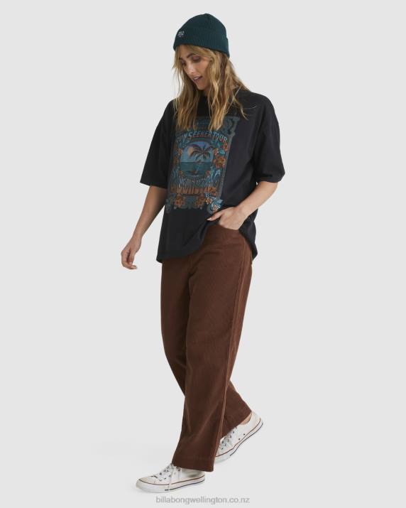 Women Dark Choc Billabong Groove On Corduroy Pants 80P81880