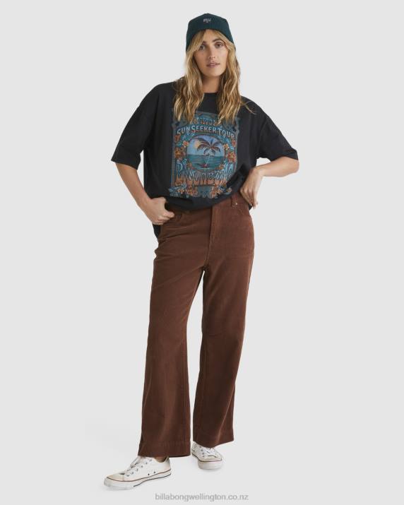 Women Dark Choc Billabong Groove On Corduroy Pants 80P81880