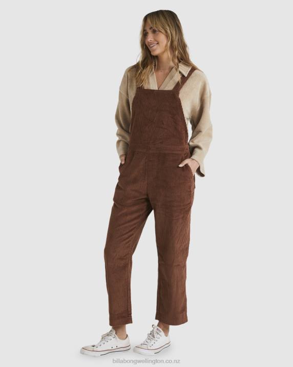 Women Dark Choc Billabong So Stoked Overalls 80P81874