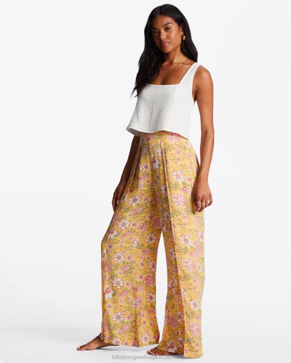 Women Golden Peach Billabong Split Spirit Floral Pants 80P81957