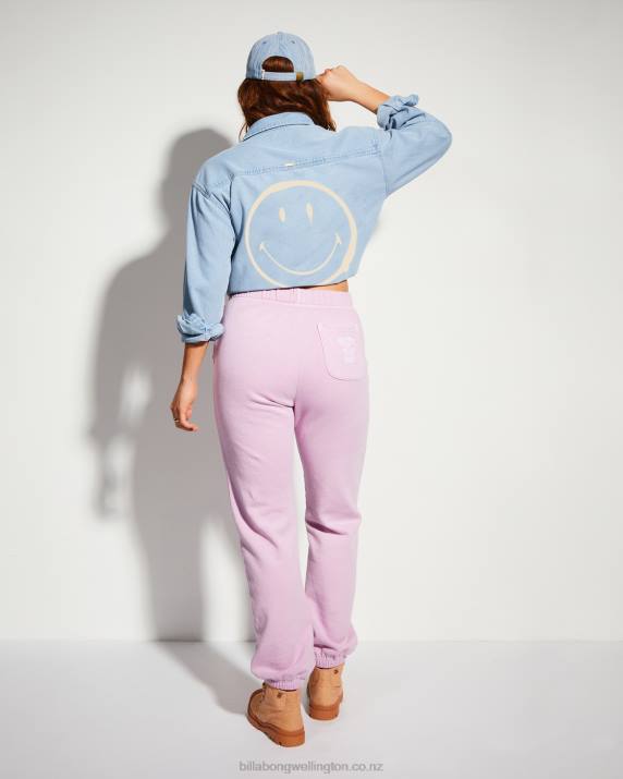 Women Lady LavenderBillabong x Smiley Happy Saturday Joggers 80P82206