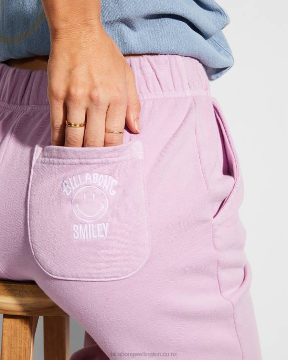 Women Lady LavenderBillabong x Smiley Happy Saturday Joggers 80P82206
