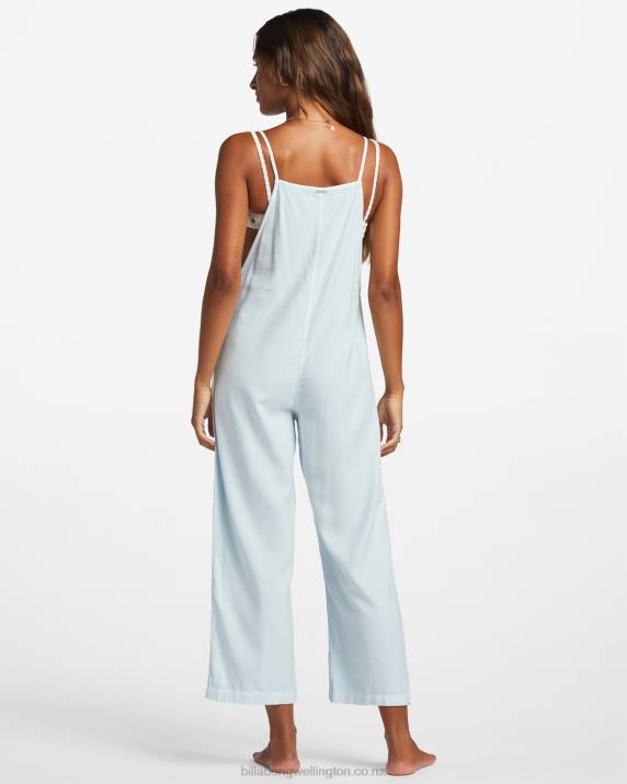 Women Light Chambray Billabong Beach Cruiser Wide-Leg Overalls 80P81821
