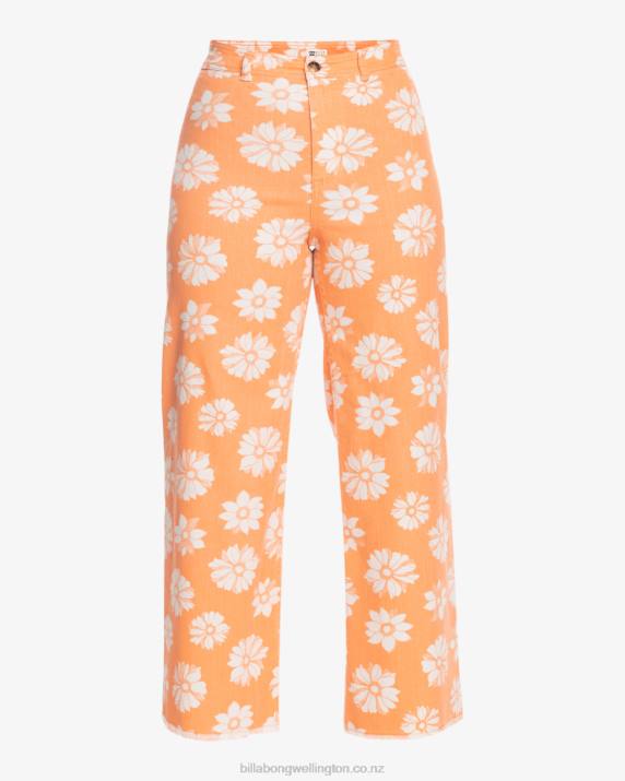 Women Orange Peel Billabong Free Fall Print Wide Leg Pants 80P81781