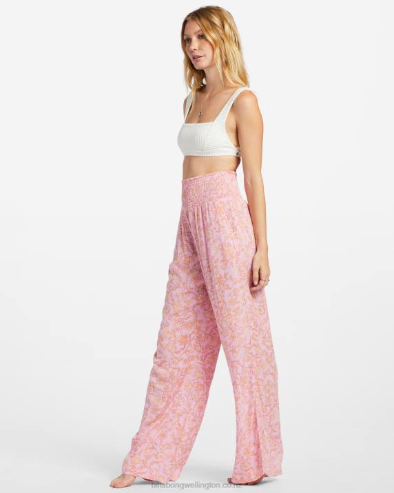 Women Pink Trails Billabong New Waves 2 Wide-Leg Pants 80P81890