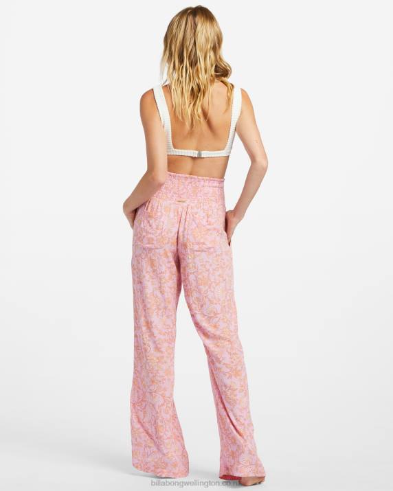 Women Pink Trails Billabong New Waves 2 Wide-Leg Pants 80P81890