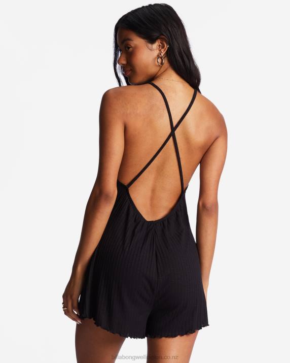 Women Black Pebble Billabong High Surf Romper 80P81700